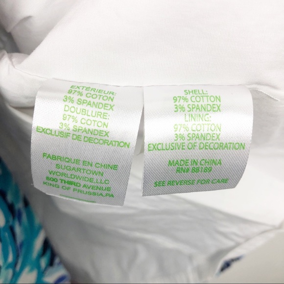 Lilly Pulitzer Floral Turquoise Blue,and Pink Dress with White Lace Trim - 0 - Picture 5 of 6